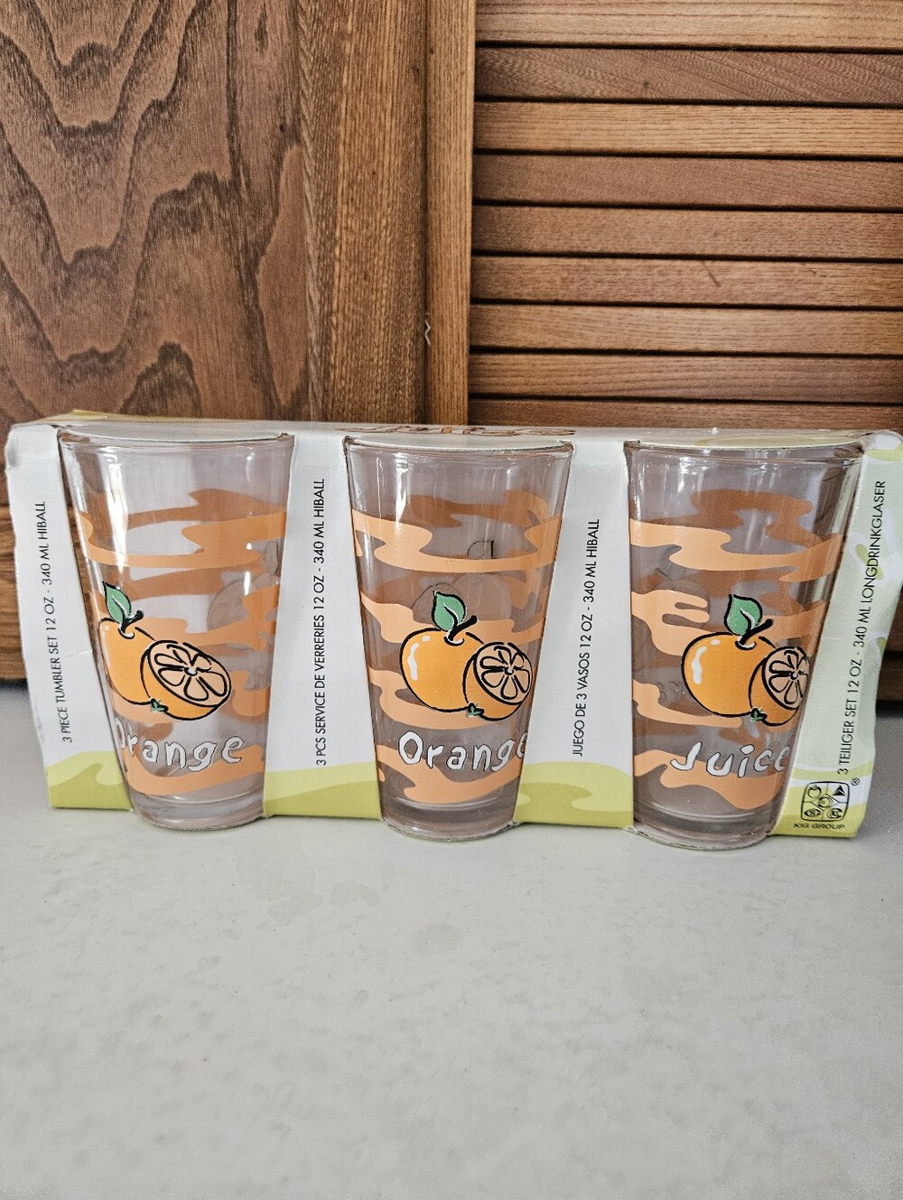 NIB Retro Orange Juice Glasses Set